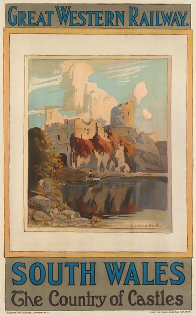"South Wales", affisch som annonserar Great Western Railway (färg litho) av Louis Burleigh Bruhl