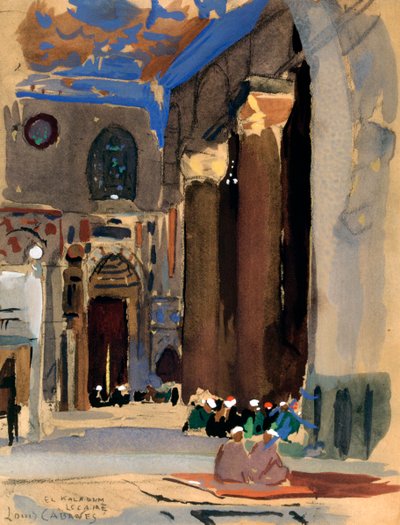 Interiör av Sultan Kalaoun-moskén, Kairo, Egypten, 1928 av Louis Cabanes