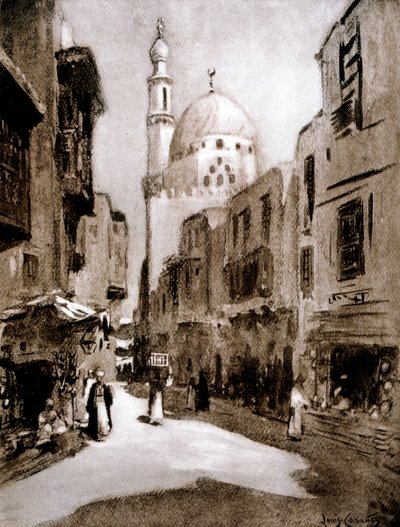 Gammal gata i solljus, Kairo, Egypten, 1928 av Louis Cabanes