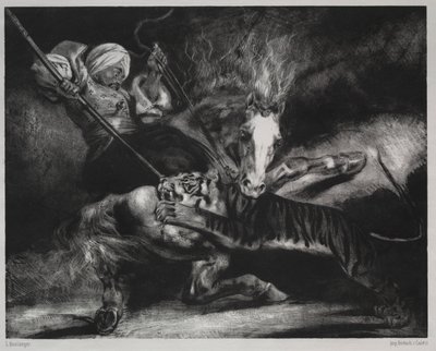 En attack av en tiger av Louis Candide Boulanger