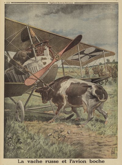 Ko som hindrar ett tyskt flygplan från att lyfta, Lutsk, Ryssland, första världskriget av Louis Charles (after) Bombled