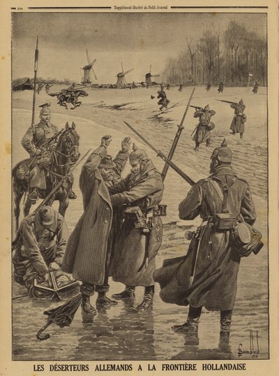 Desertörer från tyska armén greps vid den holländska gränsen, första världskriget av Louis Charles (after) Bombled