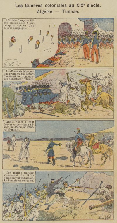 Kolonialkrig på 1800-talet, Algeriet, Tunisien (färg litho) av Louis Charles (after) Bombled