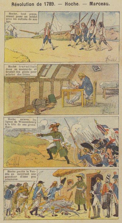 Revolutionen 1789, Hoche, Marceau (färg litho) av Louis Charles (after) Bombled