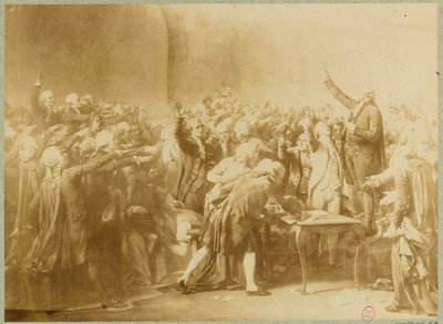 The Tennis Court Oath, 20 juni 1789 (sepiafoto) av Louis Charles Auguste (after) Couder