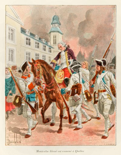 bombade Louis (1862 - 1927); General Louis Joseph (Louis-Joseph) från Montcalm (1712-1759) skadad returnerades till Quebec efter slaget vid Abrahams slätter den 13 september av Louis Charles Bombled