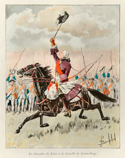bombade Louis (1862 - 1927); Chevalier de Levis (Francois Gaston de Levis 1719 - 1787) vid slaget vid Sainte Foy 1760 mot engelsmännen; Eugene Guenins historia om det nya Frankrike - 1900 - Coll, del. av Louis Charles Bombled