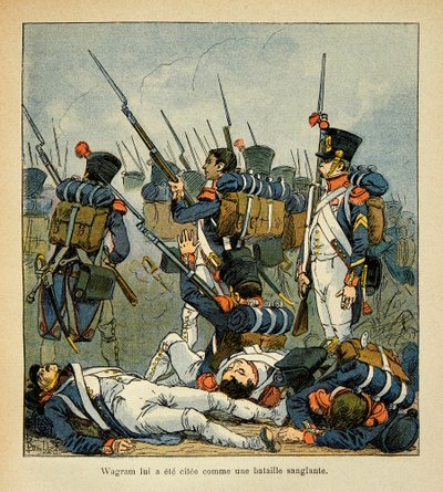 Illustration av Bombled Louis (1862-1927) från boken "The Memorial of Saint Helene" av greve Emmanuel de Las Cases (1766-1842): Grognards at the Battle of Wagram, Private Collection av Louis Charles Bombled