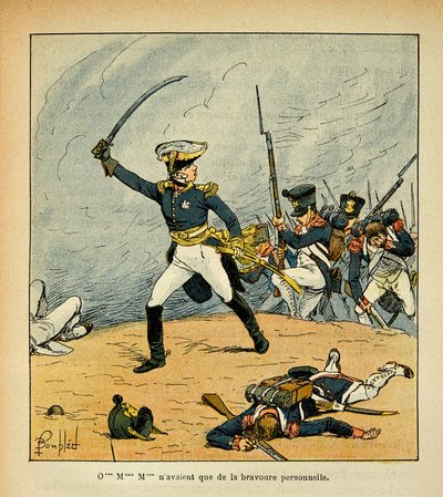 Illustration av Bombled Louis (1862-1927) från boken "The Memorial of Saint Helene" av greve Emmanuel de Las Cases (1766-1842): A General Charge at the Head of His Troops, Private Collection av Louis Charles Bombled