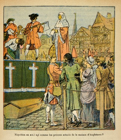 Illustration af Bombled Louis (1862-1927) fra bogen "The Memorial of Saint Helene" af Grev Emmanuel de Las Cases (1766-1842): Offentlig henrettelse i England i det 18. århundrede, Private Collectionswed av Louis Charles Bombled
