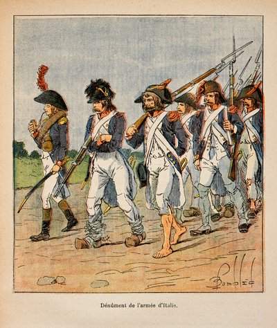 Illustration av Bombled Louis (1862-1927) från boken "The Memorial of Saint Helene" av greve Emmanuel de Las Cases (1766-1842): Denuation of the Armee of Italy, Private Collection av Louis Charles Bombled