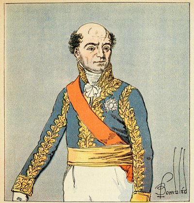 Illustration av den bombade Louis (1862-1927) från boken "The Memorial of Saint Helene" av greve Emmanuel de Las Cases (1766-1842): Porträtt av marechal Catherine Dominique de Perignon (1754-1818) Privat samling av Louis Charles Bombled