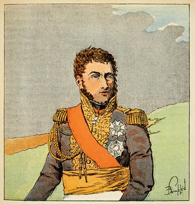 Illustration av bombade Louis (1862-1927) från boken "The Memorial of Saint Helene" av greve Emmanuel de Las Cases (1766-1842): Porträtt av marekalen Louis Gabriel Suchet (1770-1826), hertig av Albufera, privat samling av Louis Charles Bombled