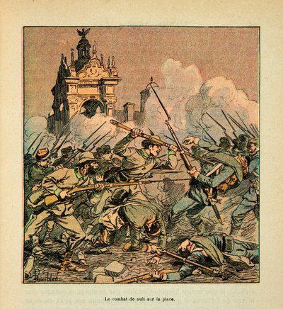 The Army of the Loire av Eugene Sergent, sa Grenest, illustrerad av Louis Bombled (1862-1927) (fransk-tyska kriget; kampanj 1870 -1871): Slaget vid Chateaudun den 18 oktober av Louis Charles Bombled
