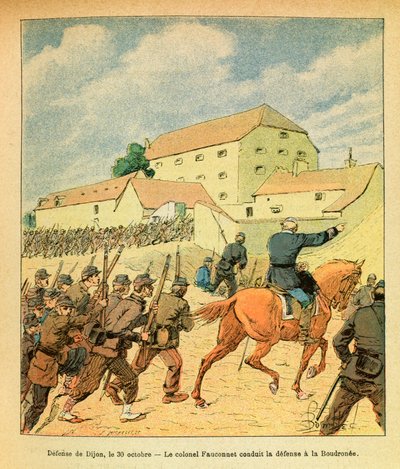 The Eastern Armee of Eugene Sergeant, dit Grenest, illustrerad av Louis Bombled (1862-1927) (fransk-tyska kriget; kampanj 1870-1871): Försvar av staden Dijon den 30 oktober av Louis Charles Bombled