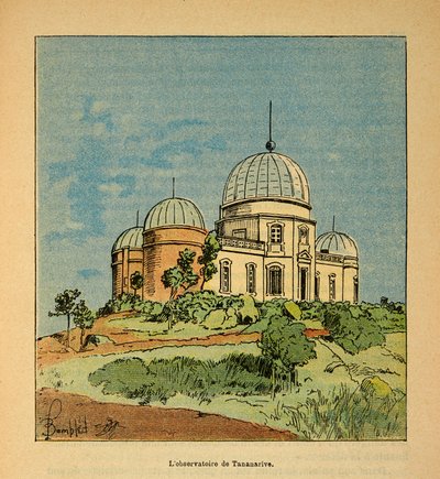 Kriget i Madagaskar-Anekdotisk historia om de franska expeditionerna 1885-1895 av Henri Galli dit Galllichet (1854-1922), illustrerad av Louis Bombled (1862-1927): The Tananarive Observatory 1895, privat samling av Louis Charles Bombled
