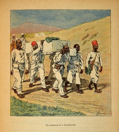 Kriget i Madagaskar-Anekdotisk historia om de franska expeditionerna 1885-1895 av Henri Galli dit Galllichet (1854-1922), illustrerad av Louis Bombled (1862-1927): Privat samling av Louis Charles Bombled