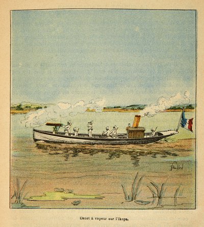 Kriget i Madagaskar-Anekdotisk historia om de franska expeditionerna 1885-1895 av Henri Galli dit Galllichet (1854-1922), illustrerad av Louis Bombled (1862-1927): Franska Canonniere på Ikopa-floden i Madagaskar 1895, privat samling av Louis Charles Bombled