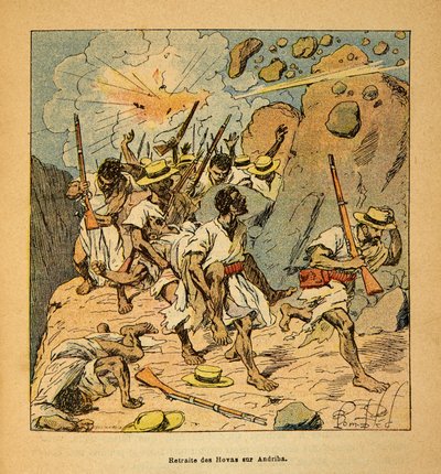 Kriget i Madagaskar-Anekdotisk historia om de franska expeditionerna 1885-1895 av Henri Galli dit Galllichet (1854-1922), illustrerad av Louis Bombled (1862-1927): Privat samling av Louis Charles Bombled