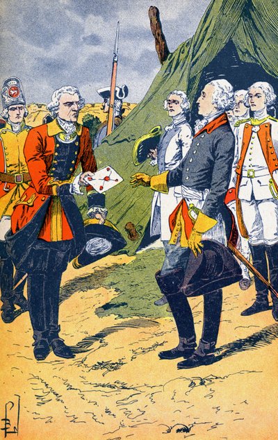 Washingtown får överlämnandet av Yorktown av Louis Charles Bombled