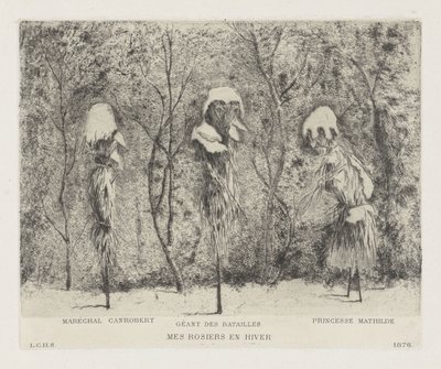 Fantasykomposition om det fransk-preussiska kriget Mes rosiers en hiver (titel på objekt) av Louis Charles Hora Siccama