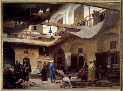 Mattbasaren i Khan-Khabil i Kairo 1866. Målning av Louis Claude Mouchot (1830-1891) av Louis Claude Mouchot