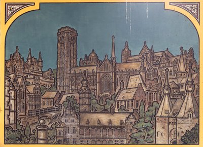 Järnvägsstationsbyggnad (Sint-Pietersstation). Interiör. 1912. Entréhallen. av Louis Cloquet
