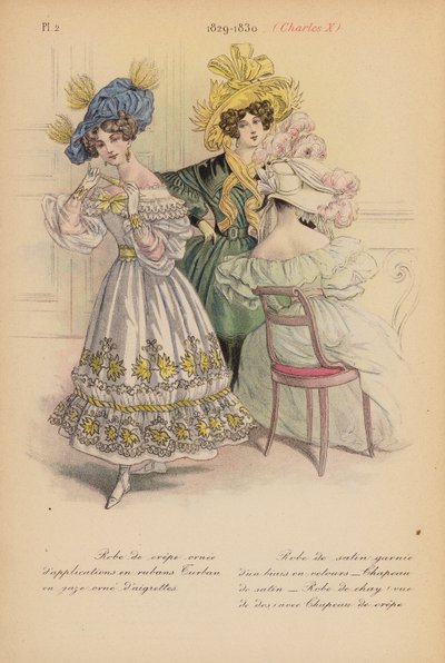Franskt mode: 1829-1830, Karl X (färglitografi) av Louis Colas