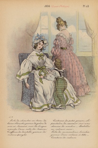 Franskt mode: 1836, Louis-Philippe (färglitografi) av Louis Colas