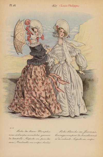 Franskt mode: 1837, Louis-Philippe (färglitografi) av Louis Colas