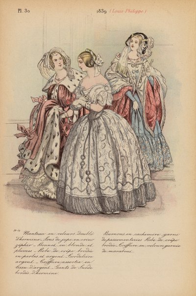 Franskt mode: 1839, Louis-Philippe (färglitografi) av Louis Colas