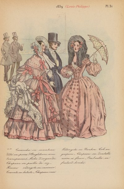 Franskt mode: 1839, Louis-Philippe (färglitografi) av Louis Colas