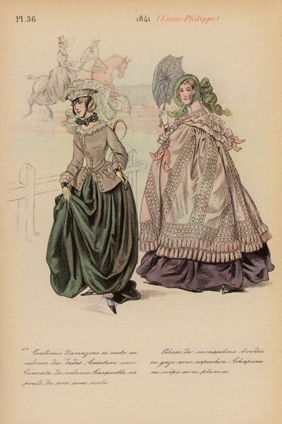 Franskt mode: 1841, Louis-Philippe (färglitografi) av Louis Colas