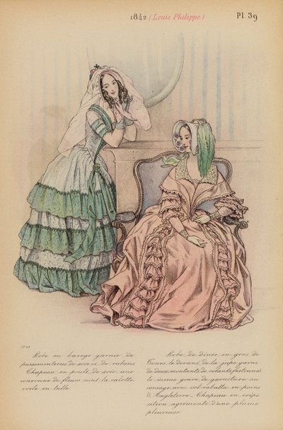 Franskt mode: 1842, Louis-Philippe (färglitografi) av Louis Colas