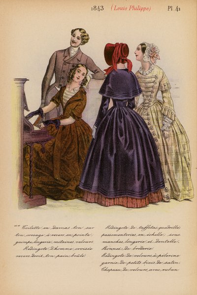 Franskt mode: 1843, Louis-Philippe (färglitografi) av Louis Colas