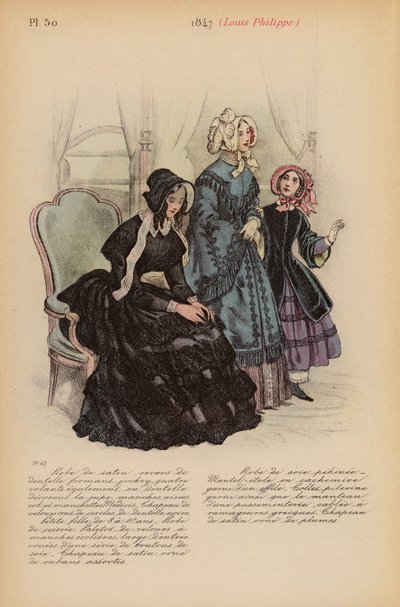 Franskt mode: 1847, Louis-Philippe (färglitografi) av Louis Colas
