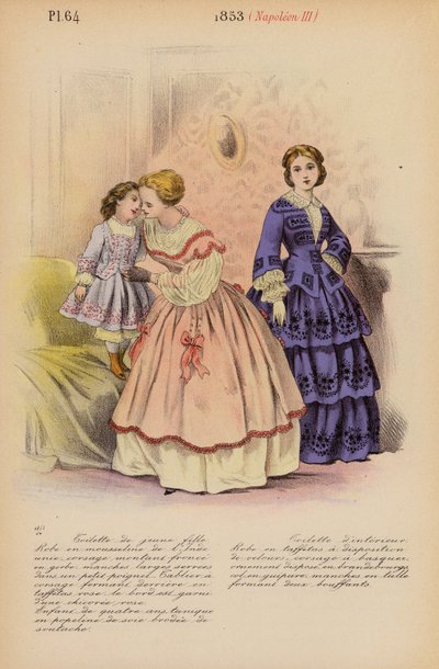Franskt mode: 1853, Napoleon III (färglitografi) av Louis Colas