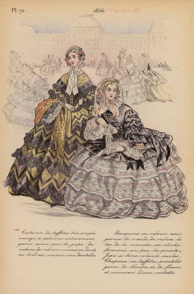 Franskt mode: 1856, Napoleon III (färglitografi) av Louis Colas