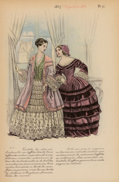 Franskt mode: 1857, Napoleon III (färglitografi) av Louis Colas