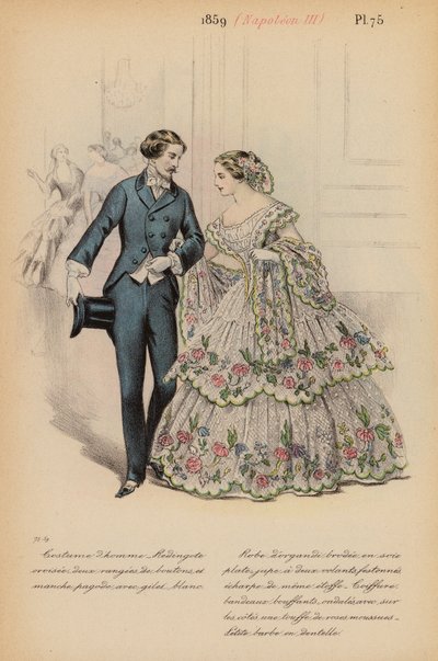 Franskt mode: 1859, Napoleon III (färglitografi) av Louis Colas