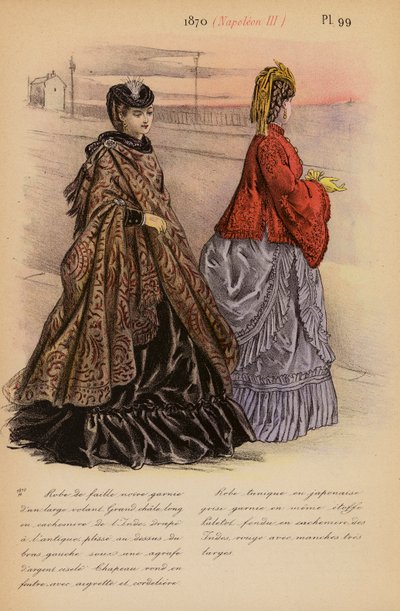 Franskt mode: 1870, Napoleon III (färglitografi) av Louis Colas