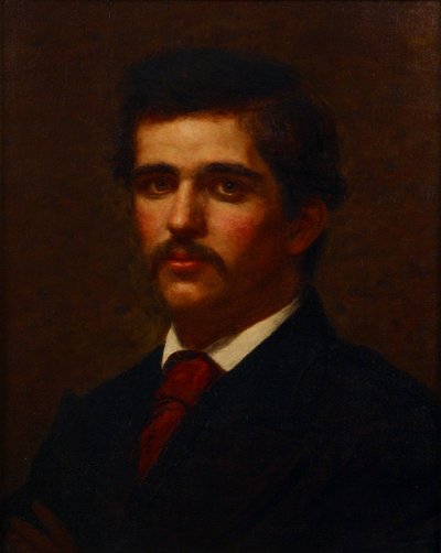 Självporträtt (olja på duk) av Louis Comfort (attr. to) Tiffany