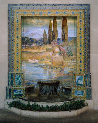 Trädgårdslandskap, ca 1905–1915 (favril-glasmosaik) av Louis Comfort Tiffany
