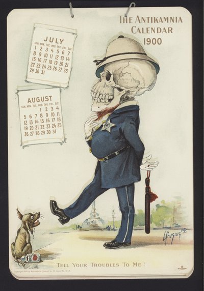 Illustration för Antikamnia-kalendern, 1900 av Louis Crucius or Crusuius