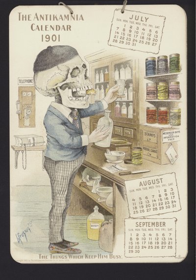 Illustration för Antikamnia-kalendern, 1901 av Louis Crucius or Crusuius