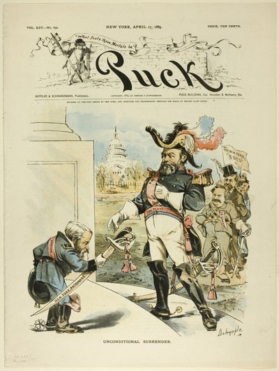 Villkorslös överlåtelse, från Puck av Louis Dalrymple