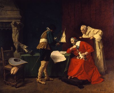 Richelieu studerar attackplanerna för belägringen av La Rochelle av Louis Debras