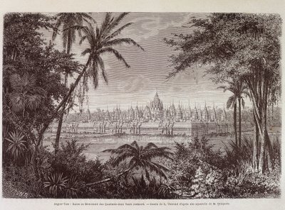 Utsikt över Angkor Thom omkring 1870 - i "" Voyage au Cambodia"" av Louis Delaporte, Paris av Louis Delaporte