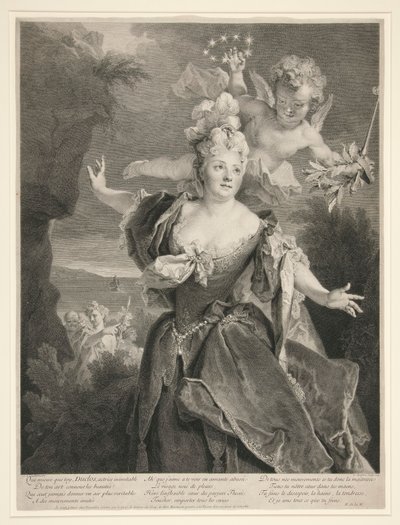 Porträtt av Marie Anne de Chateauneuf (kallad Duclos) av Louis Desplaces