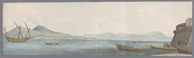 Utsikt över Vesuvius och kusten från Portici från Castel dell
